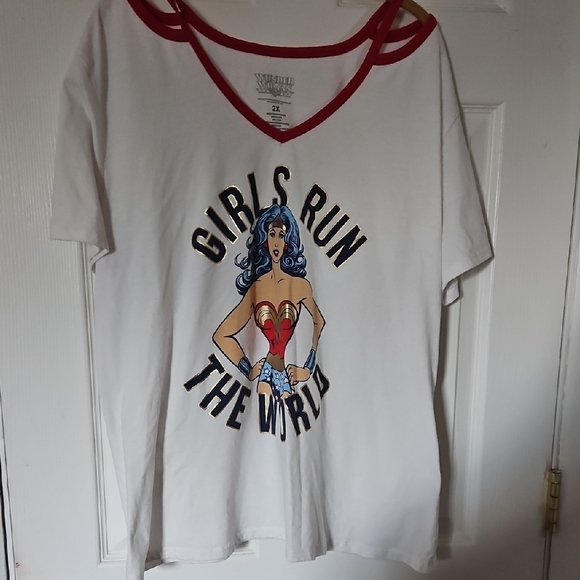 Women's White and Red Graphic Tee - Picture 1 of 4